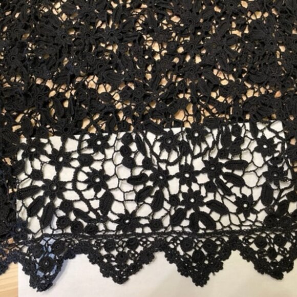 Crocheted/lacy boho black floral sleeveless top, never worn, 35" chest, 23.5" L - Picture 2 of 3